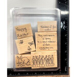 2002 STAMPIN' UP! Miracle Of Spring Wood Mounted Rubber Stamp set of 6 EASTER